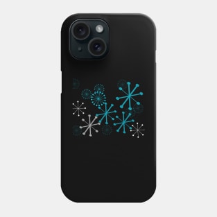 Turquoise Starburst Pattern on Black Phone Case