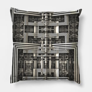 White Lines Mandlebulb Fractal Pillow