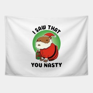 I saw that you nasty Capybara Santa Tapestry