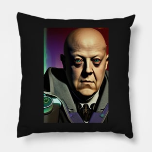 Cyberpunk Portrait of  Aleister Crowley The Great Beast of Thelema painted in a Surrealist and Impressionist style Pillow