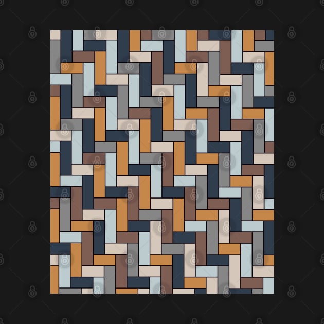 Geometric Tiles in Blue, Grey and Brown by OneThreeSix