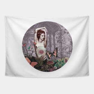 Woman in Purple Garden Tapestry