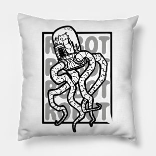 robot metal kraken Pillow