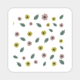 Pink Yellow Floral Flower Pattern Magnet