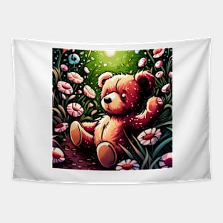 Teddy covered in flowers in a magic Garden Tapestry