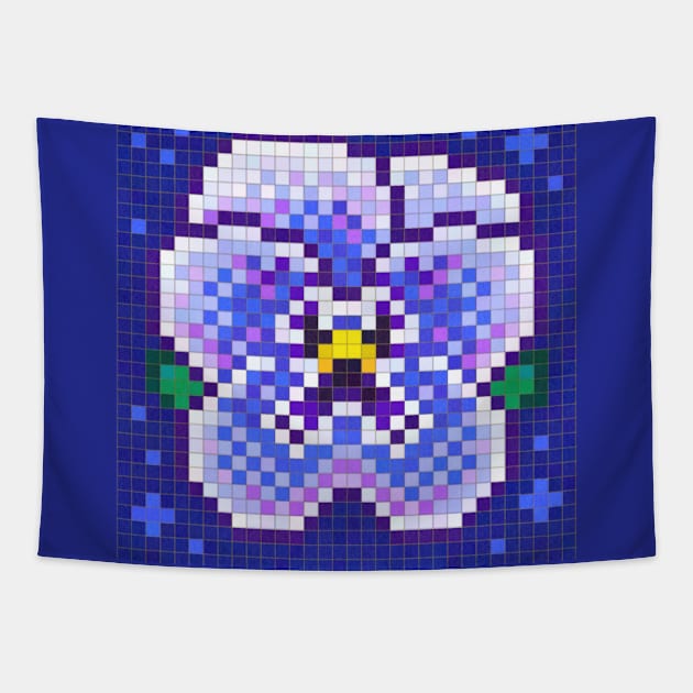 Celestial Pansy Pixel Painting Tapestry by CozyPixelFluff