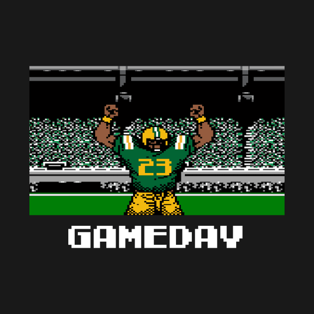 Green and Gold Football Gameday Retro 8 Bit Linebacker by SLAG_Creative