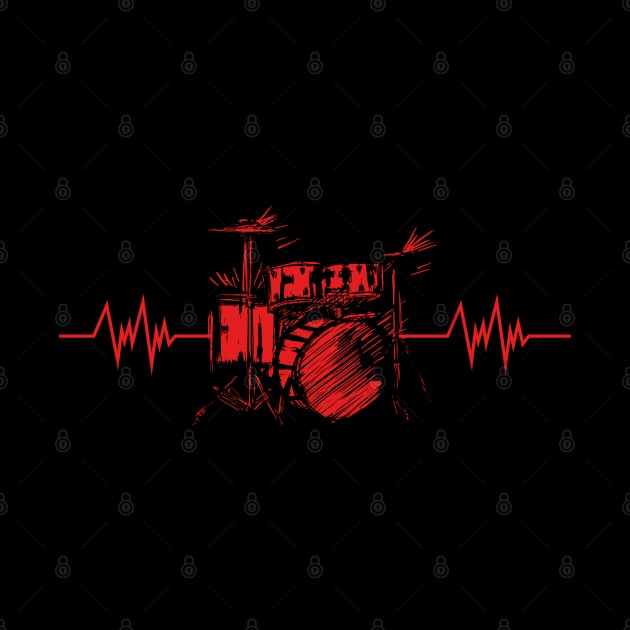 Drummer Heartbeat Drum Set  Drummer Musician Drumsticks by Caskara