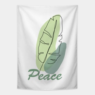 Green leaf with peace, inspirational meanings Tapestry