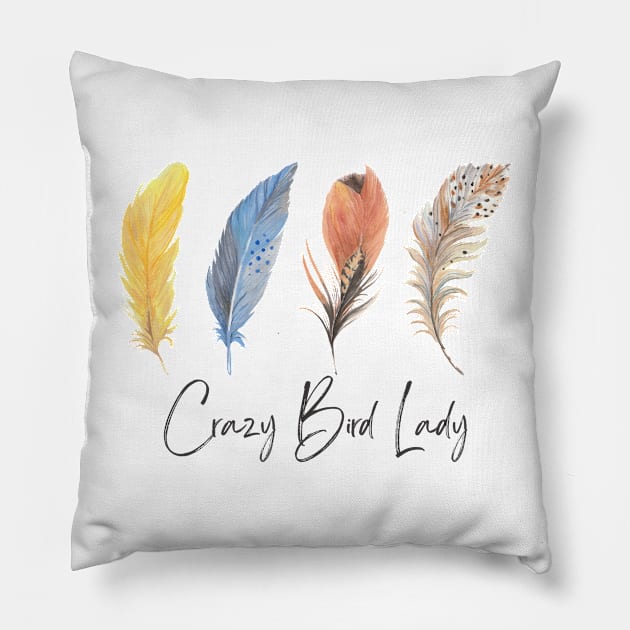 Crazy Bird Lady - Bird feathers Pillow by Ivanapcm