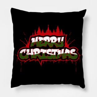 Merry Christmas Graffiti T Shirt design Pillow