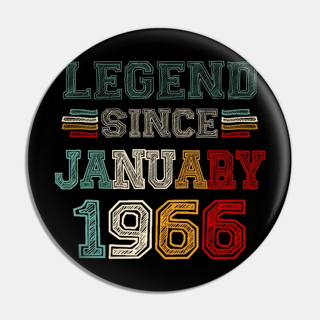 57 Years Old Legend Since January 1966 57th Birthday Pin by TATTOO project