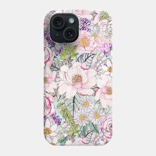 Watercolor garden peonies floral hand paint Phone Case