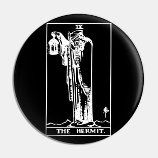The Hermit Tarot Card Classic Occult White on Black Zed Lep Print Gothic Retro Tee Shirt Mug Sticker + More Pin