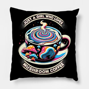 Mushroom Coffee Girl Pillow