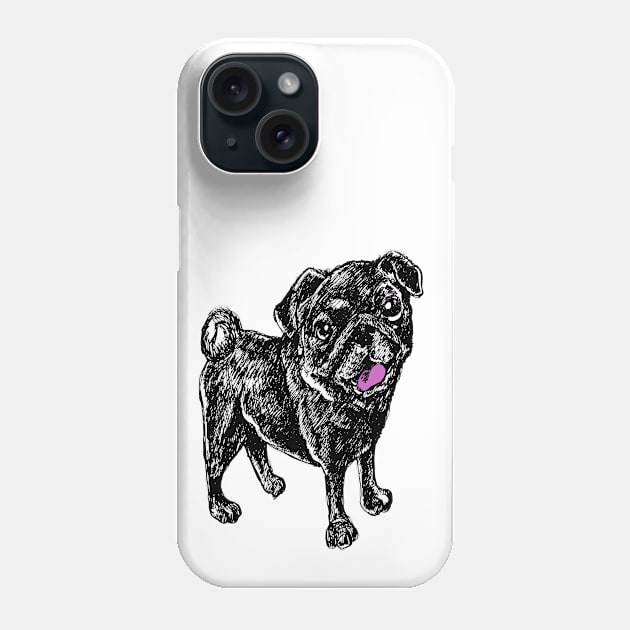 Black Pug Dog of Halloween Phone Case by silentrob668