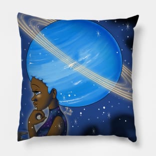 African American Woman and Neptune Pillow