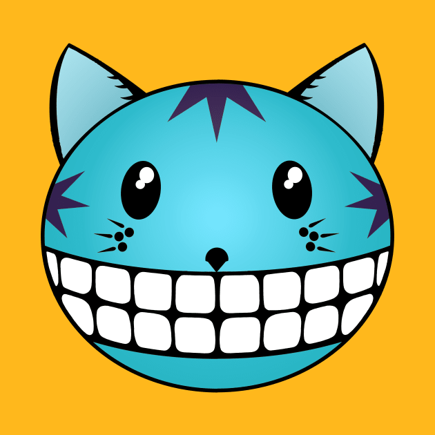 Tabby Cat Blue with Cheshire Grin by RawSunArt