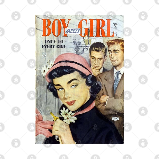 Vintage Romance Comic Book Cover - Boy Meets Girl by Slightly Unhinged