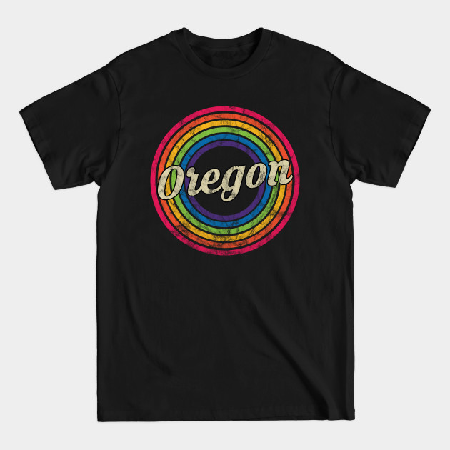 Discover Oregon - Retro Rainbow Faded-Style - Oregon - T-Shirt