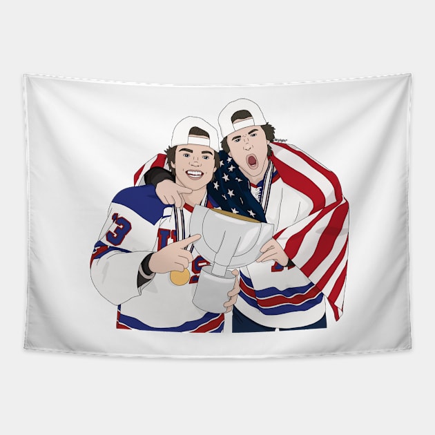 Trevor Zegras & Cole Caufield Tapestry by aimeefergiex