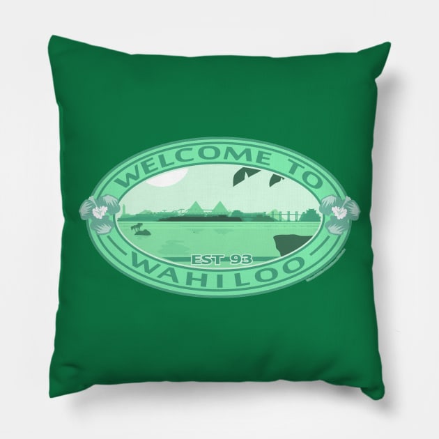 Welcome To Wahiloo (Green) Brand Pillow by MGleasonIllustration