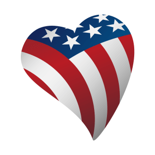 USA Love Heart with American Flag Stars and Stripes T-Shirt