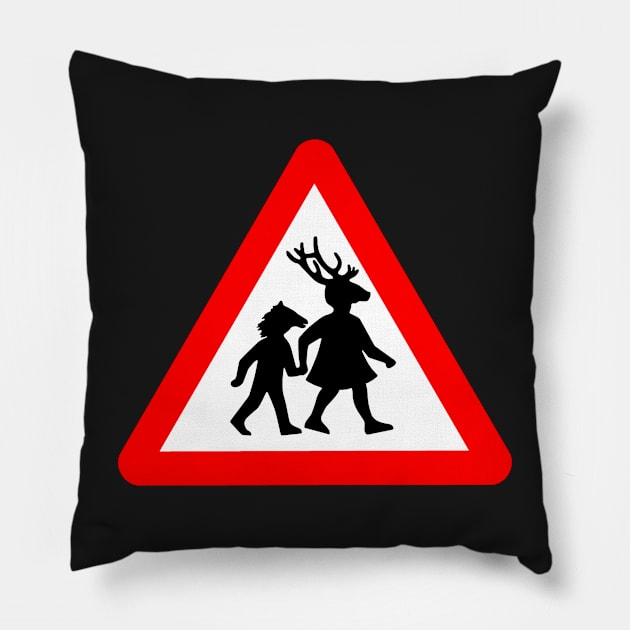 Summerisle School Crossing Sign Pillow by Hypnogoria