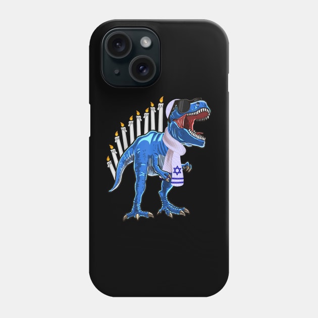 Menorasaurus Rex T Rex Dinosaur Hanukkah Gift for Boys Phone Case by HBart