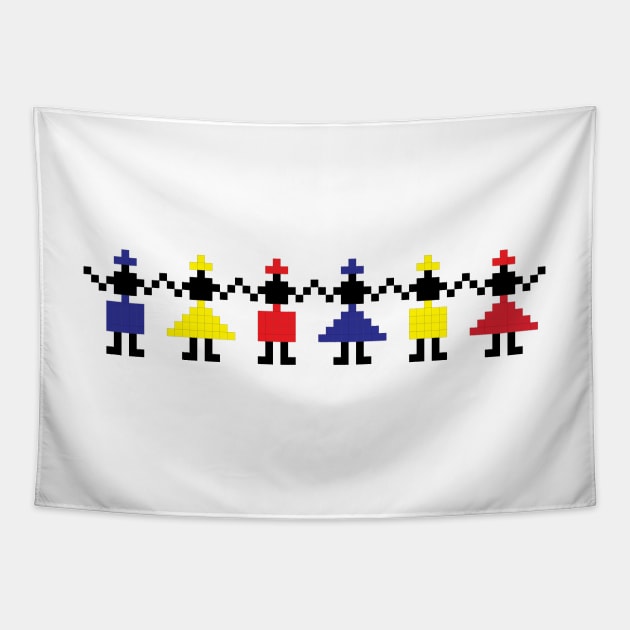 HORA - Traditional Romanian folk art knitted embroidery pattern Tapestry by NxtArt