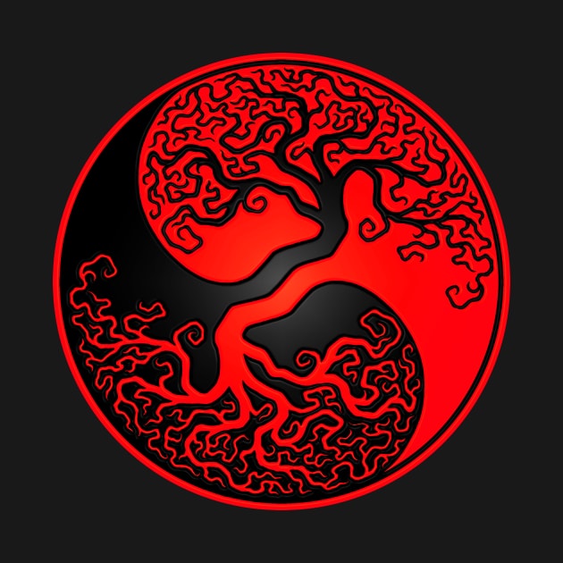 Red and Black Tree of Life Yin Yang by jeffbartels