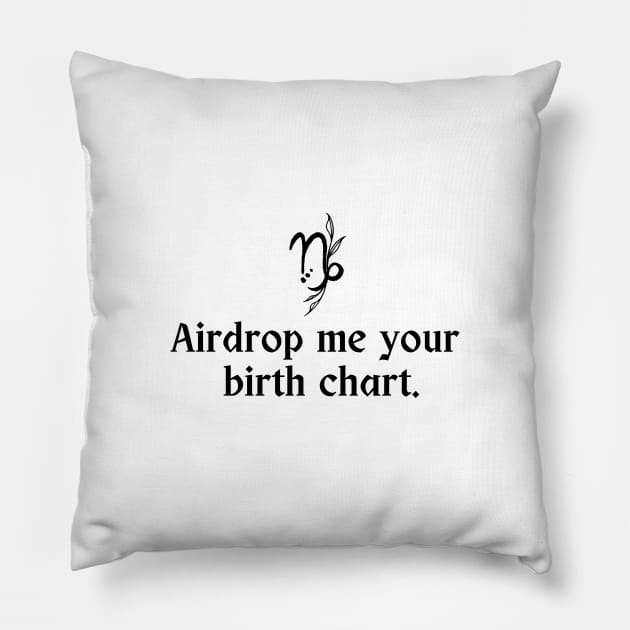 Capricorn Symbol - Airdrop Me Your Birth Chart Pillow by TheCorporateGoth