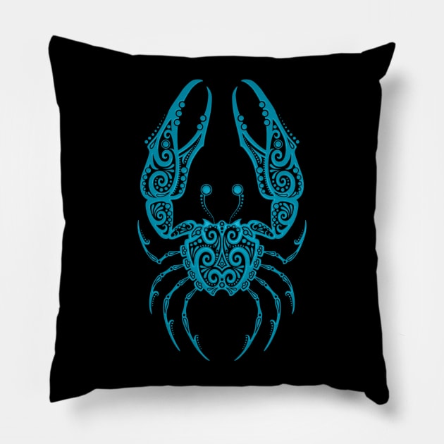 Blue Cancer Zodiac Sign Pillow by jeffbartels