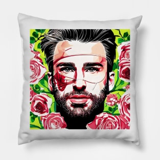 Chris with red roses Pillow