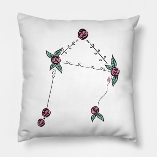 Libra Zodiac Sign Constellation Roses and Hearts Doodle Pillow