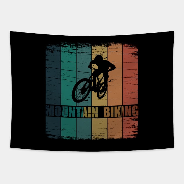 mountain biking Tapestry by omitay