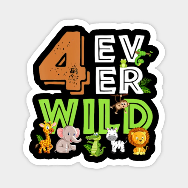 4 Ever Wild Birthday Decorations Boy Zoo 4th Birthday Party Magnet by Eduardo