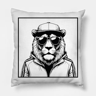 King of the Jungle - Street art Lion / white-black style. Pillow