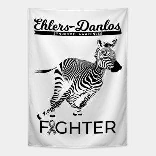 Ehlers Danlos Awareness Fighter Zebra Dark Text Tapestry