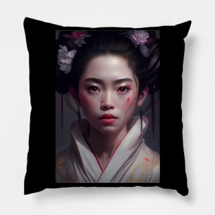 Japanese Geisha In Digital Art. Gift Idea For Japan Fans 3 Pillow