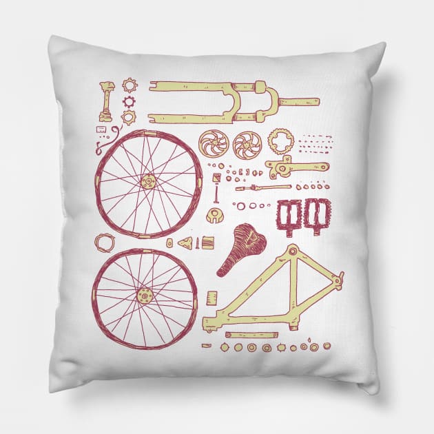 Bicycle Parts Pillow by exeivier