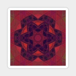 Mosaic Kaleidoscope Flower Purple and Red Magnet