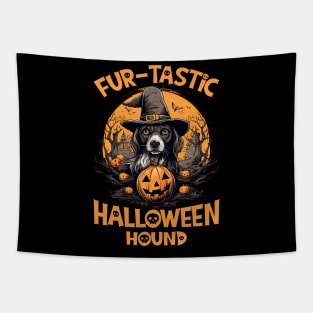 Fur-tastic Halloween Hound Dog Witch Costume Tapestry