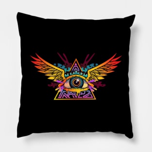 psychedelic winged eye Pillow