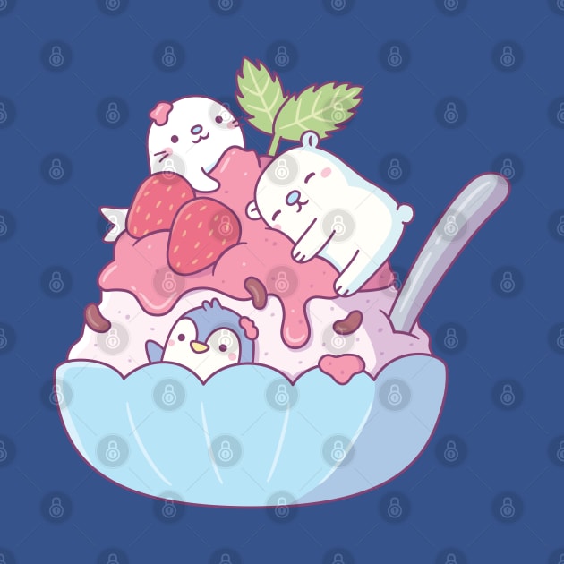 Shaved Ice Dessert with Cute Seal, Polar Bear and Penguin by rustydoodle