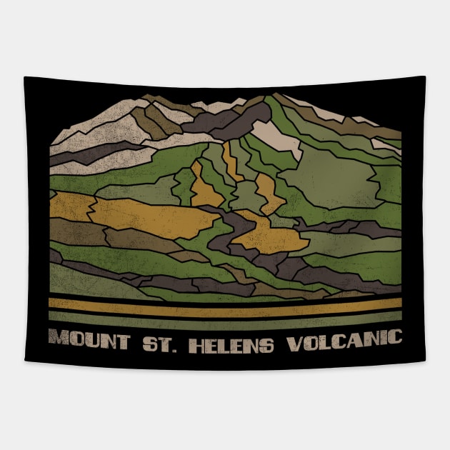 Mount St. Helens Volcanic National Monument Nature Lover Vintage Retro Skyline Hiking Outdoor Travel Adventure Tapestry by NickDezArts