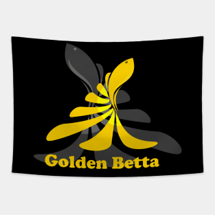 Golden Betta Fish Illustration Tapestry