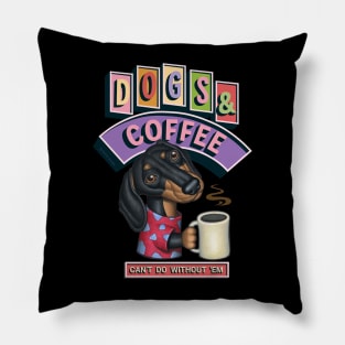 Cute funny doxie coffee drink Dachshund Coffee morning time Pillow