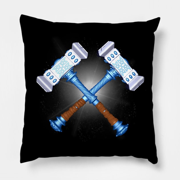 Crossed Hammers Pillow by Wakingdream