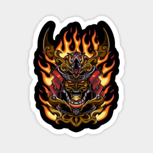 Samurai Warrior Head and Fire Magnet